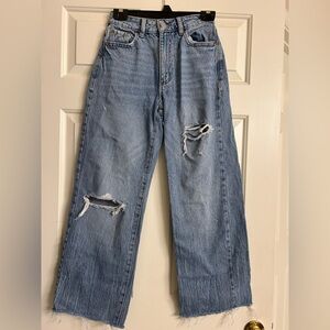 Garage Women’s Jambe Large/Wide Leg Denim Blue Jeans Size 0 Waist 24 Inseam 26”